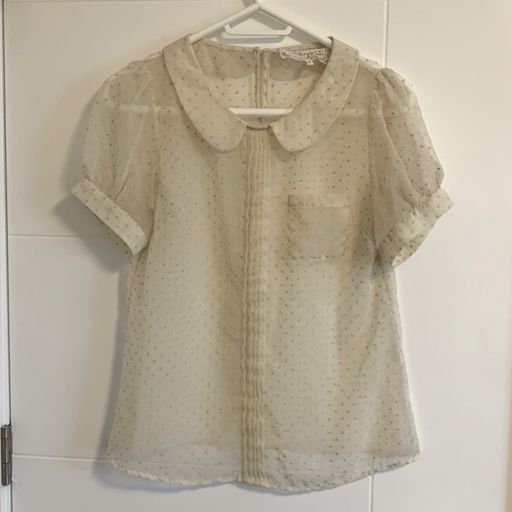Pink Martini cream sheer blouse